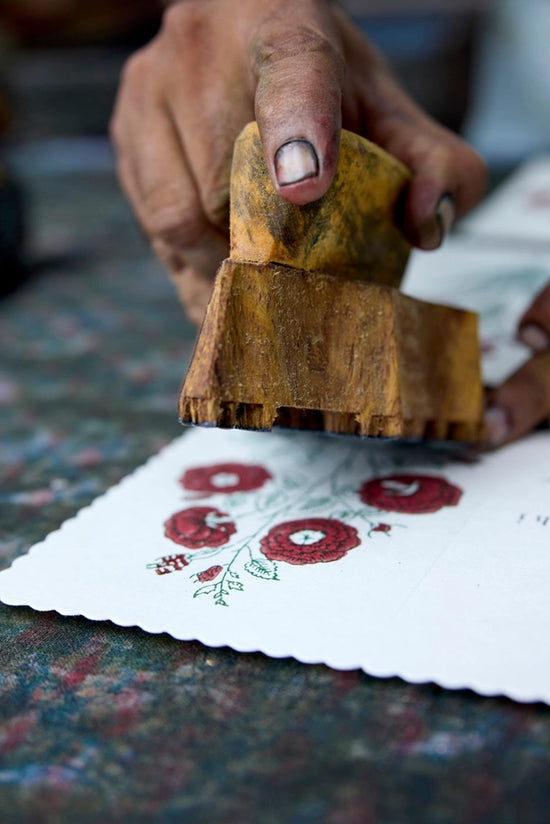 Hand Block Printed Greeting Card - Gc Gulab Sage - Precious Sparkle
