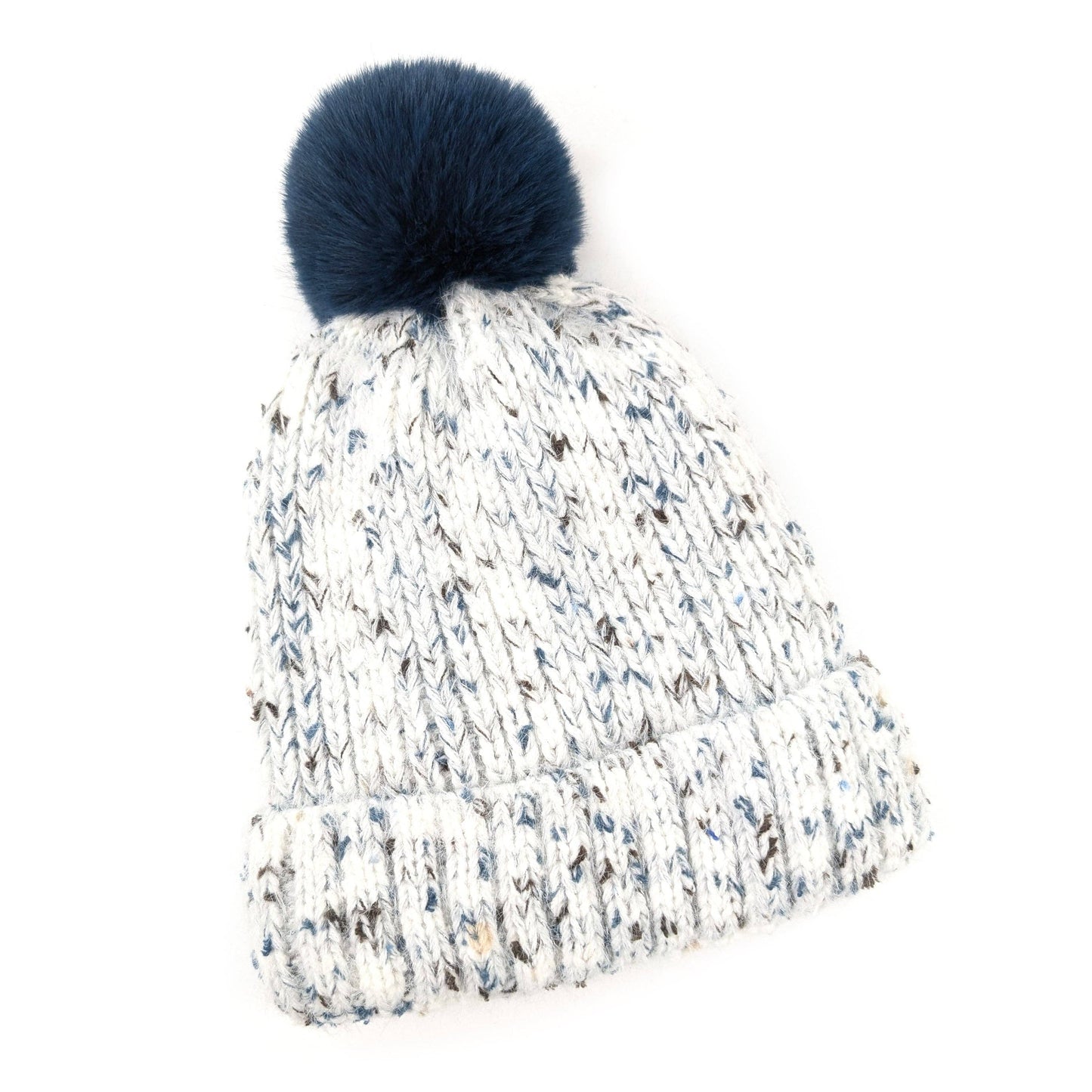 Flecked Pom Pom Hat Teal/Silver - Precious Sparkle