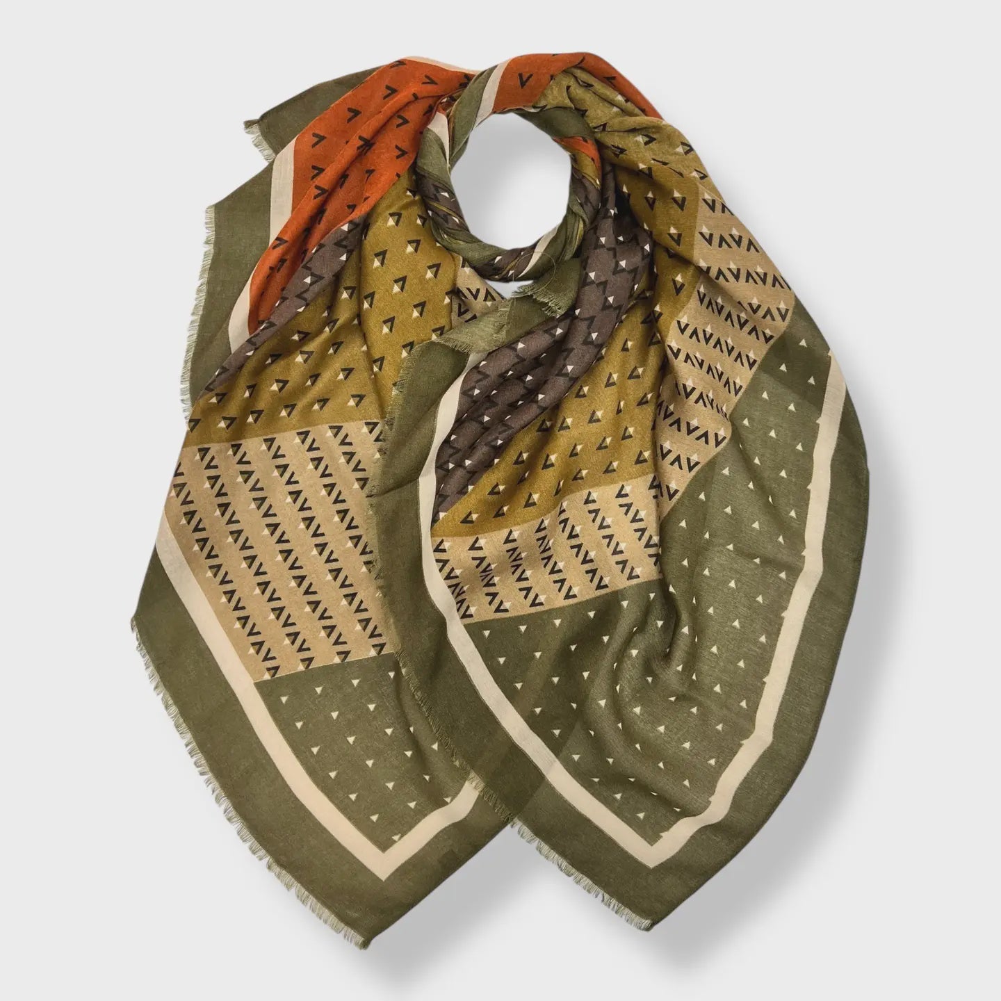 V Shape Pattern Scarf Khaki - Precious Sparkle