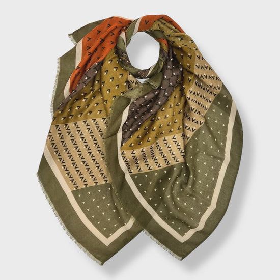 V Shape Pattern Scarf Khaki - Precious Sparkle