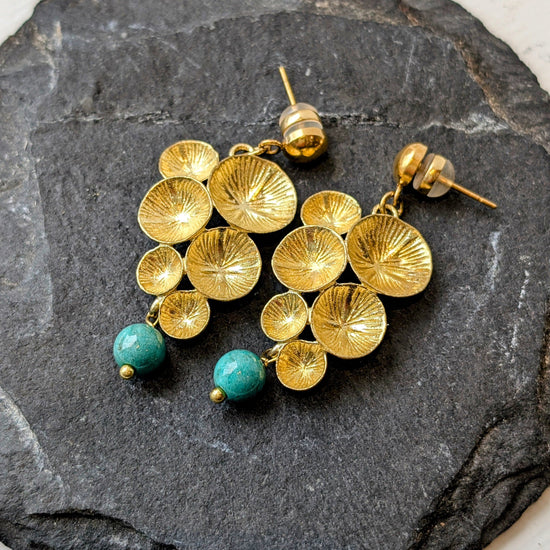 Atelier Piou Piou Jewellery Lily Pad Gold & Gem Earrings