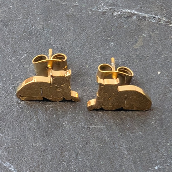 Atelier Piou Piou Jewellery Lying Down Cat Stud Earrings