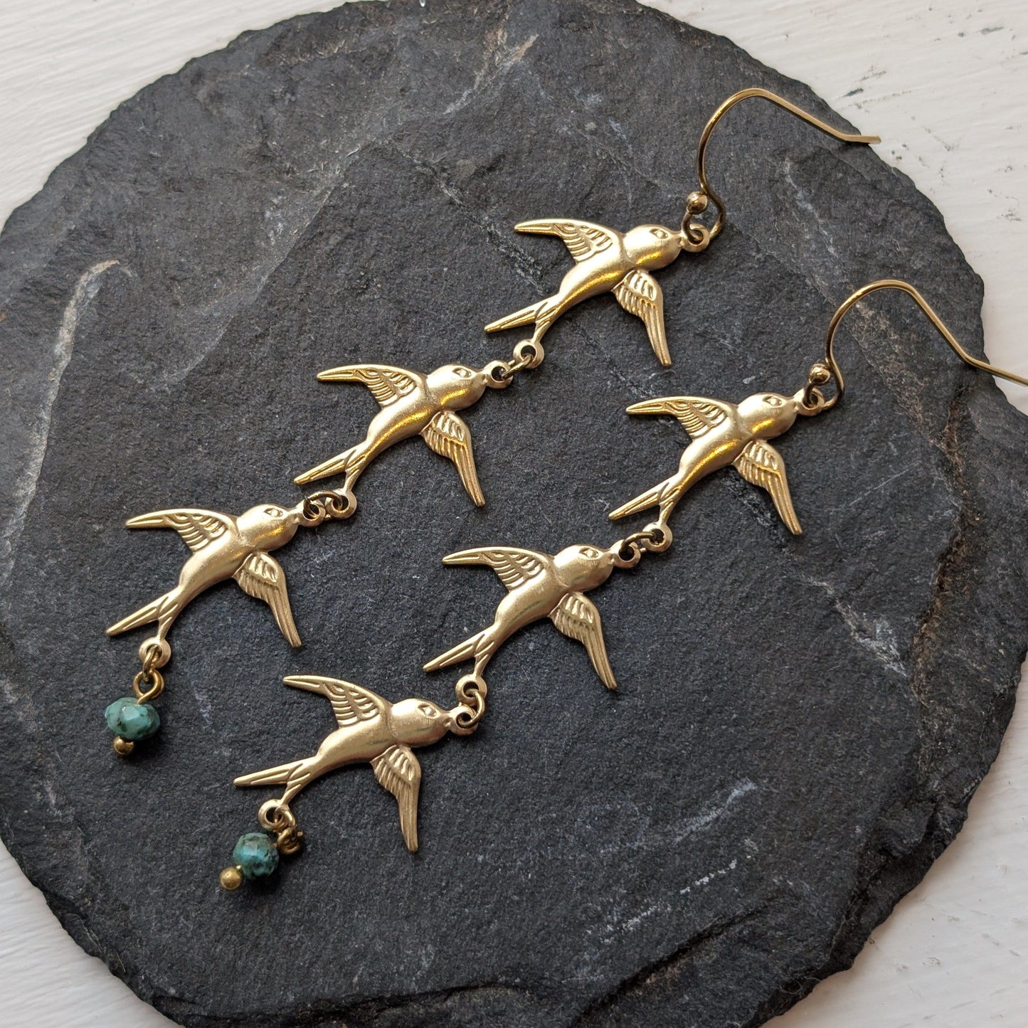 Atelier Piou Piou Jewellery Swallows Hanging Earrings Gold