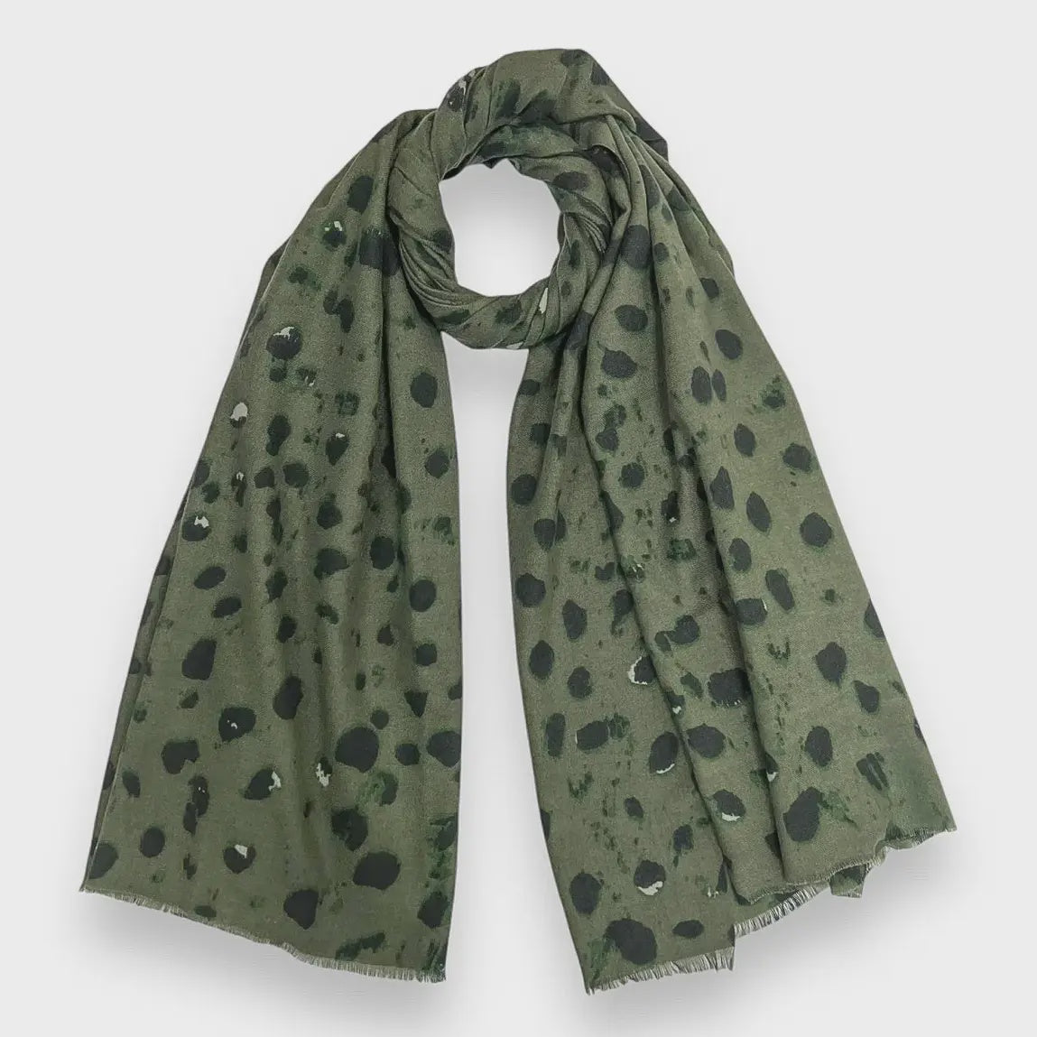 Spotty Print Medium Weight Scarf Green - Precious Sparkle