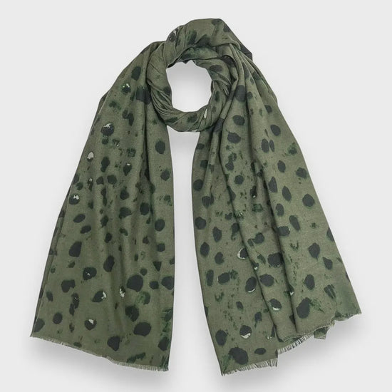 Spotty Print Medium Weight Scarf Green - Precious Sparkle