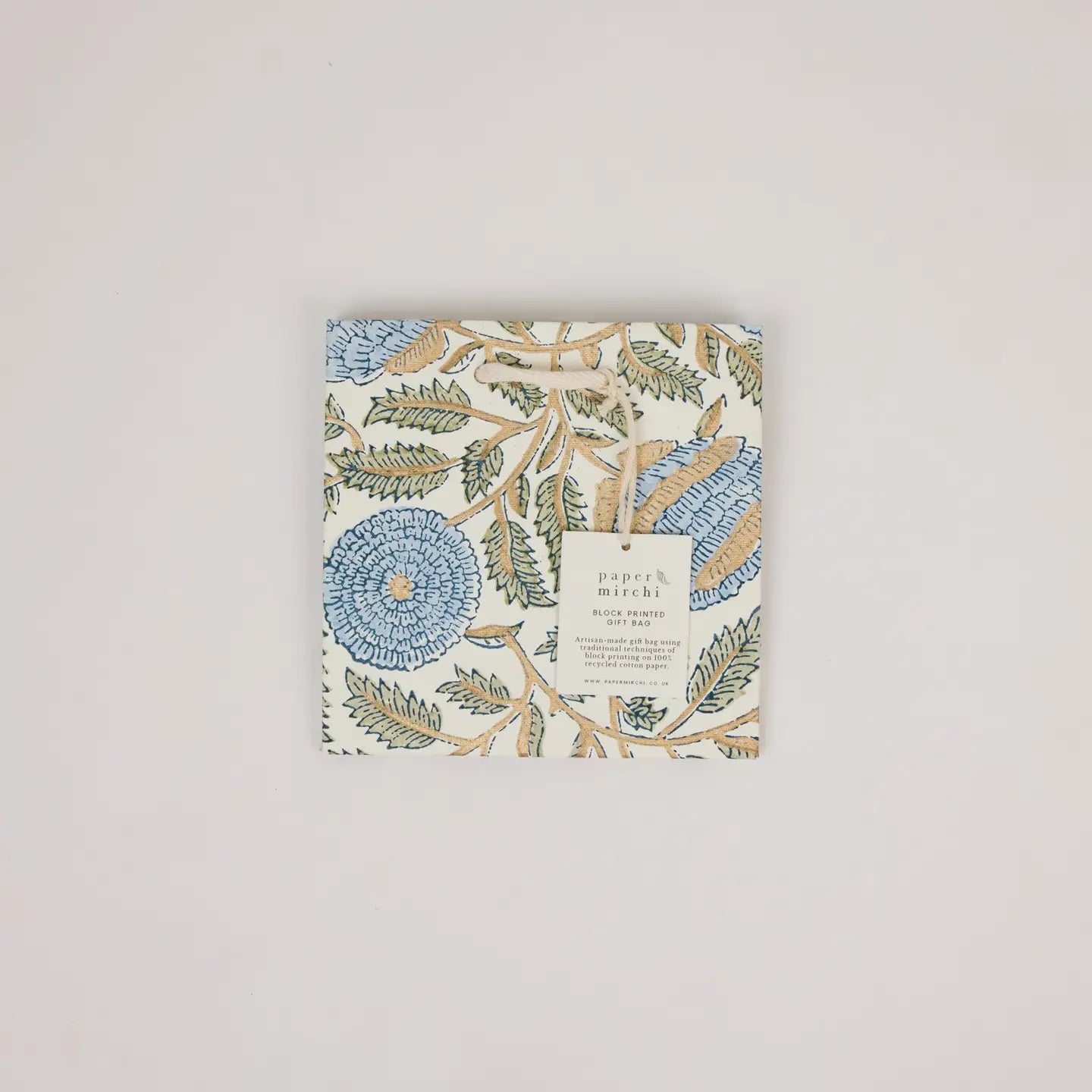 Hand Block Printed Gift Bags Small Blue Stone Refresh - Precious Sparkle
