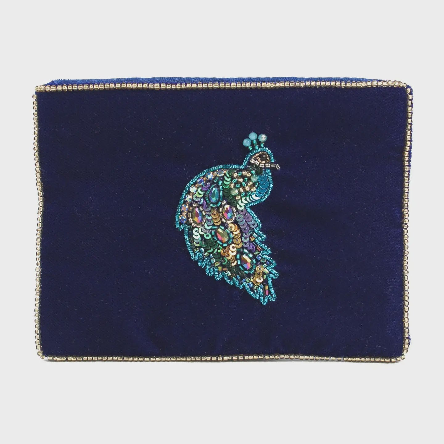 My Doris Peacock Small Velvet Pouch - Precious Sparkle