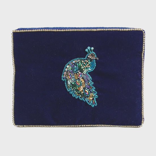 My Doris Peacock Small Velvet Pouch - Precious Sparkle