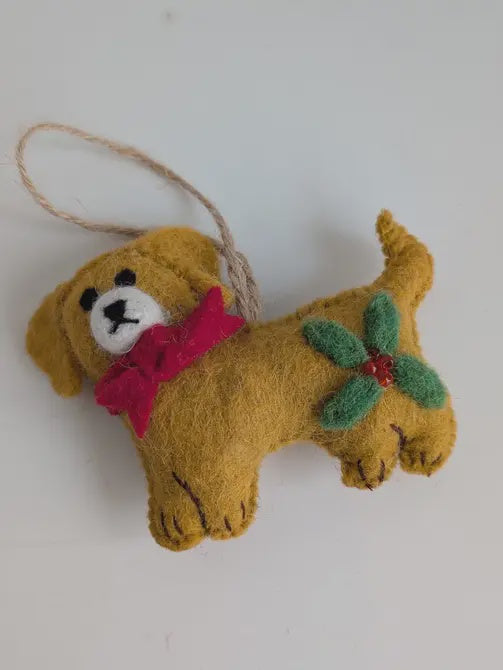 Dog Felt Christmas Ornament Handmade - Precious Sparkle