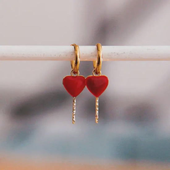 Bazou Jewellery Bazou Fairytale Heart Red/Gold Earrings