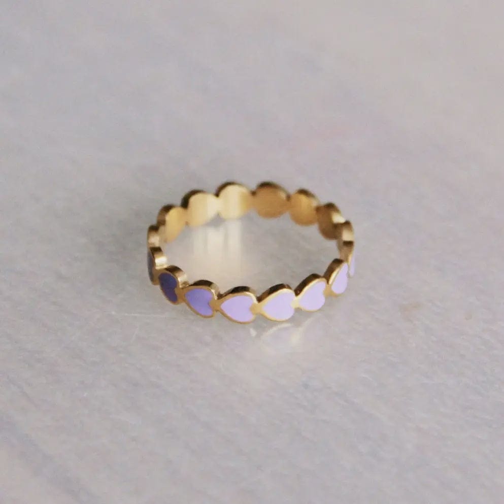 Bazou Jewellery Bazou Gold Colour Heart Ring Lilac