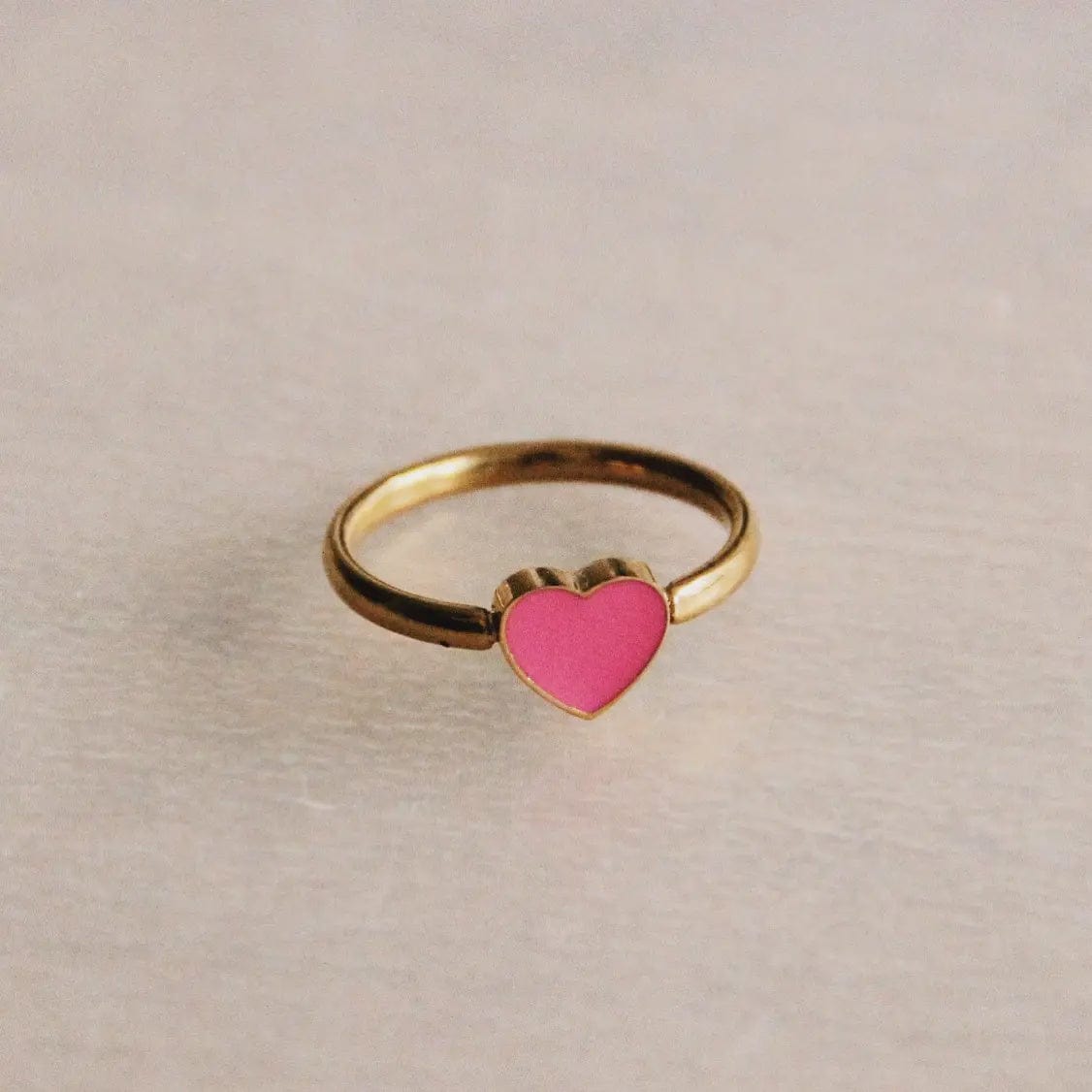 Bazou Jewellery Bazou Gold Pink Enamel Heart Ring