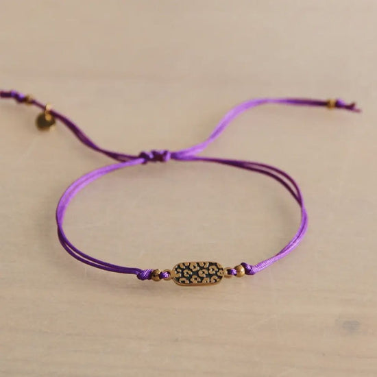 Bazou Jewellery Bazou Satin Bracelet Leopard Tag Purple