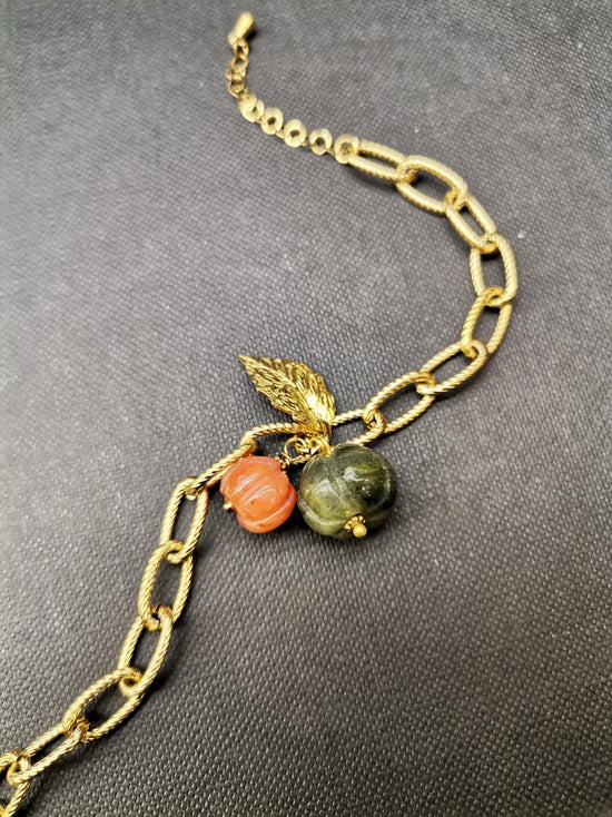 Pumpkin Jasper Stone Gold Bracelet - Precious Sparkle
