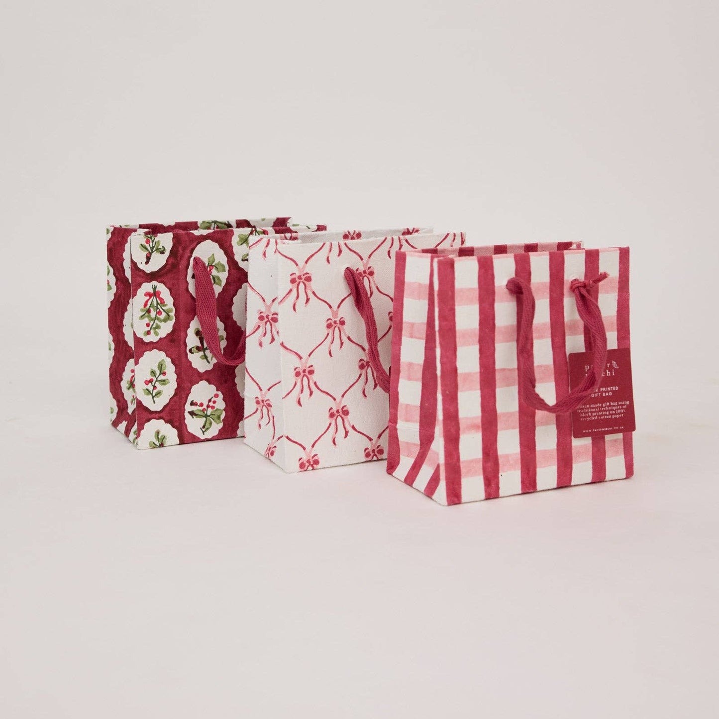 Paper Mirchi Hand Block Printed Gift Bag Small Christmas Pudding