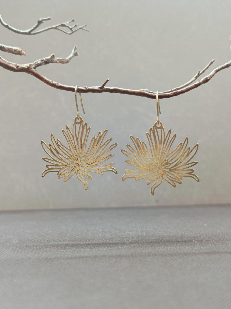 Water Lily Brass Earrings - Precious Sparkle