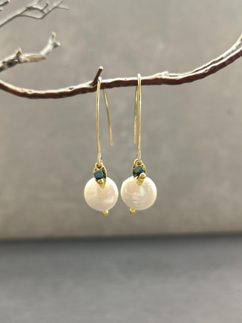 Freshwater Coin Pearl Drop Earrings - Precious Sparkle