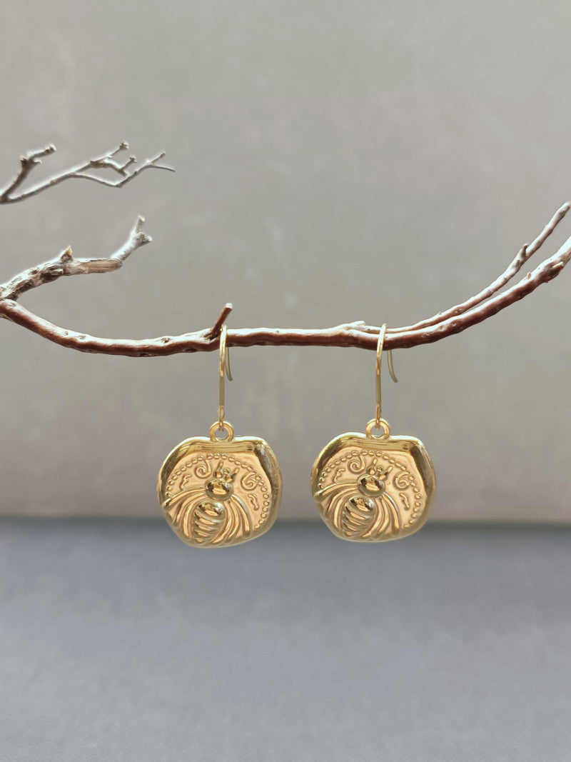 Brass Bee Earrings - Precious Sparkle