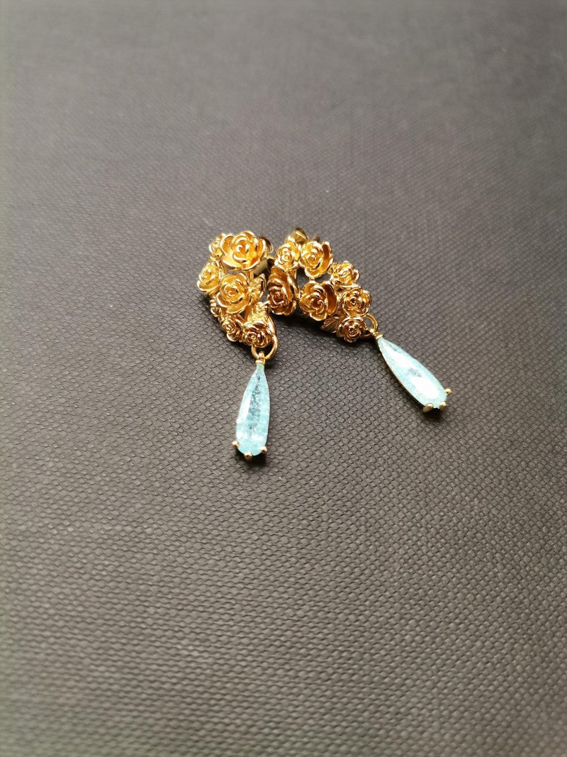 Four Roses Hanging Crystal Earrings - Precious Sparkle