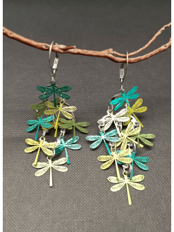 Chandelier Dragonfly Earrings Green