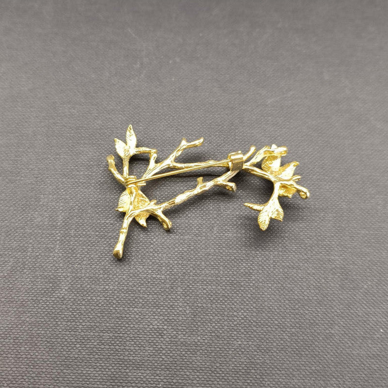 Gold Plated Leafy Branch Brooch - Precious Sparkle