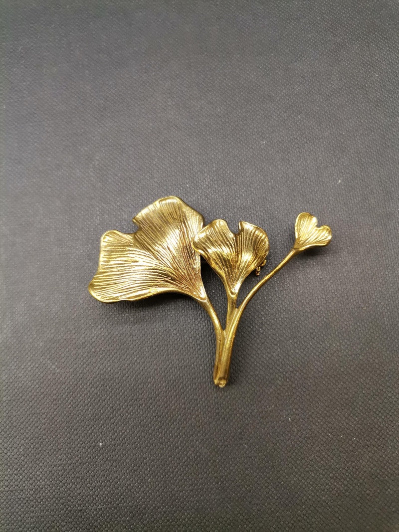 Gingko Leaf Brooch Raw Bronze - Precious Sparkle