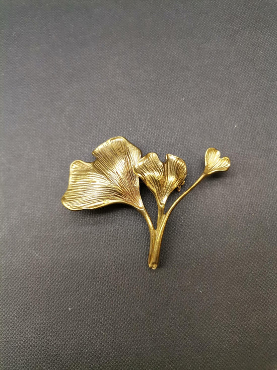 Gingko Leaf Brooch Raw Bronze - Precious Sparkle