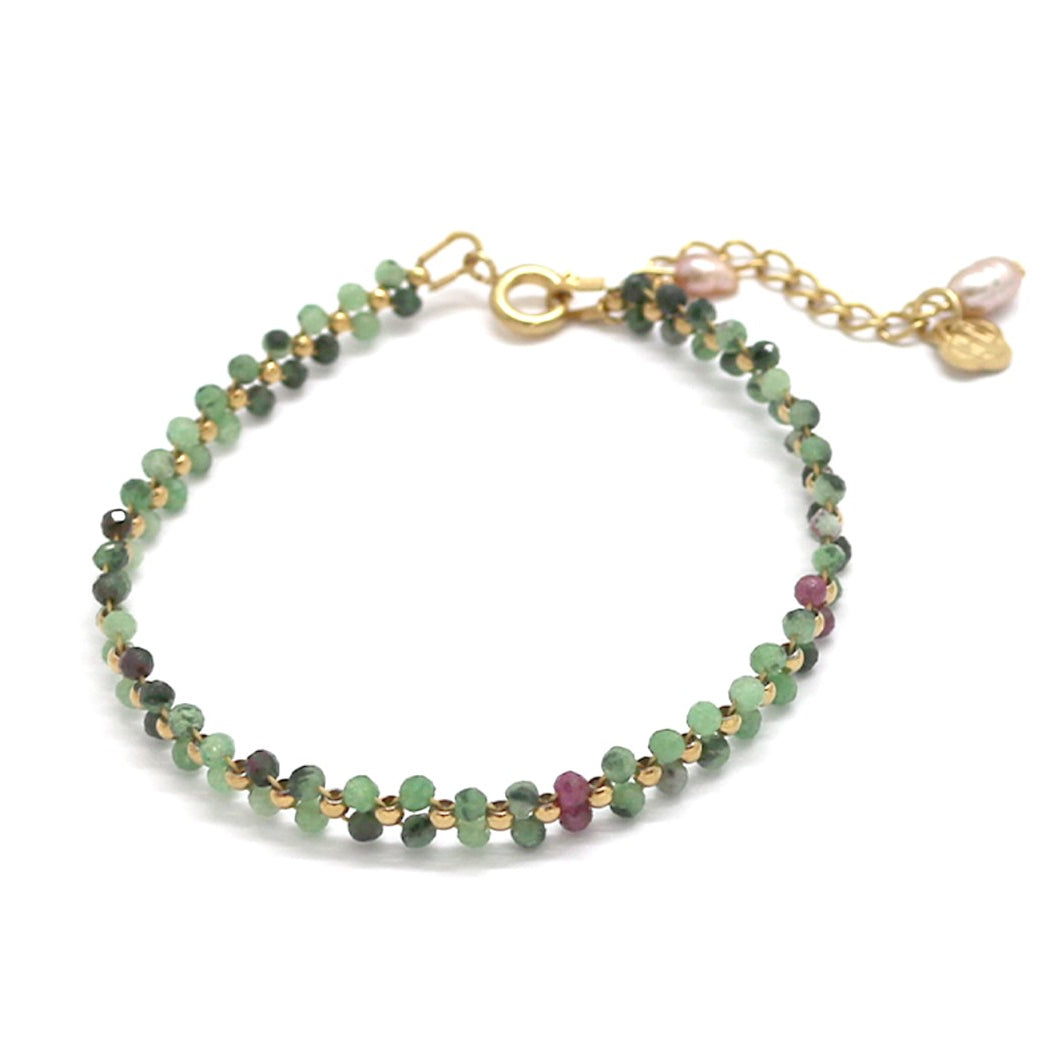 Two-Strand Braided Bracelet with Bead/Stones - Precious Sparkle
