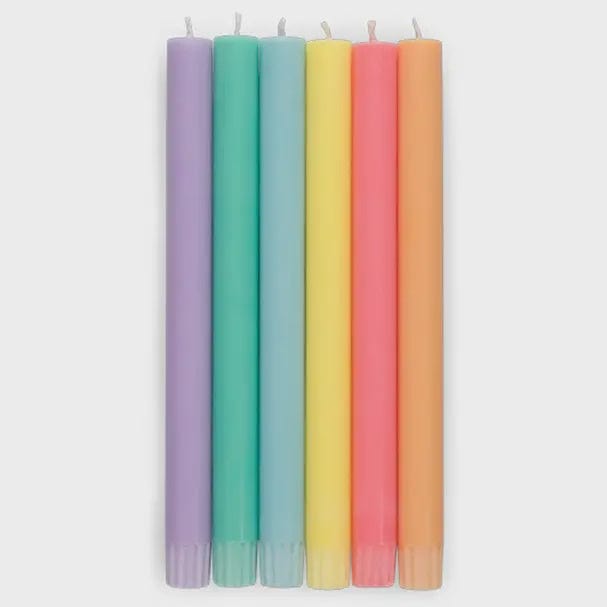 British Colour Standard Homewares British Colour Standard Pastel Rainbow Dinner Candles Set of 6