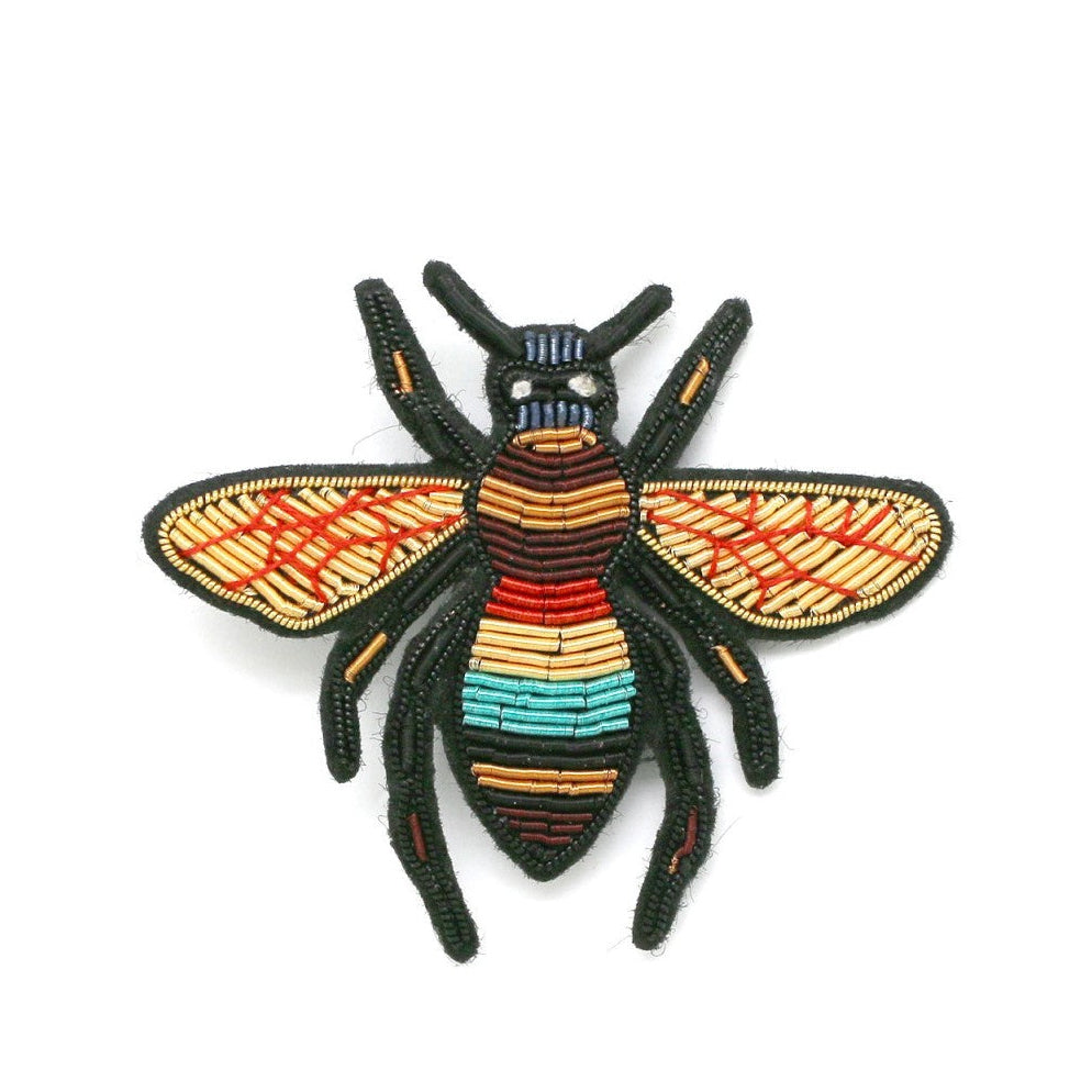 Multicoloured Embroidered Bee Brooch - Precious Sparkle