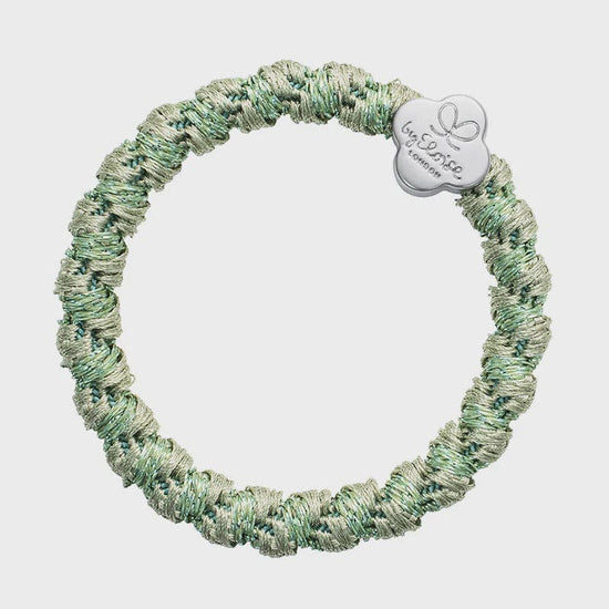 By Eloise Accessories By Eloise Bangle Band | Silver Quatrefoil | Woven Pistachio