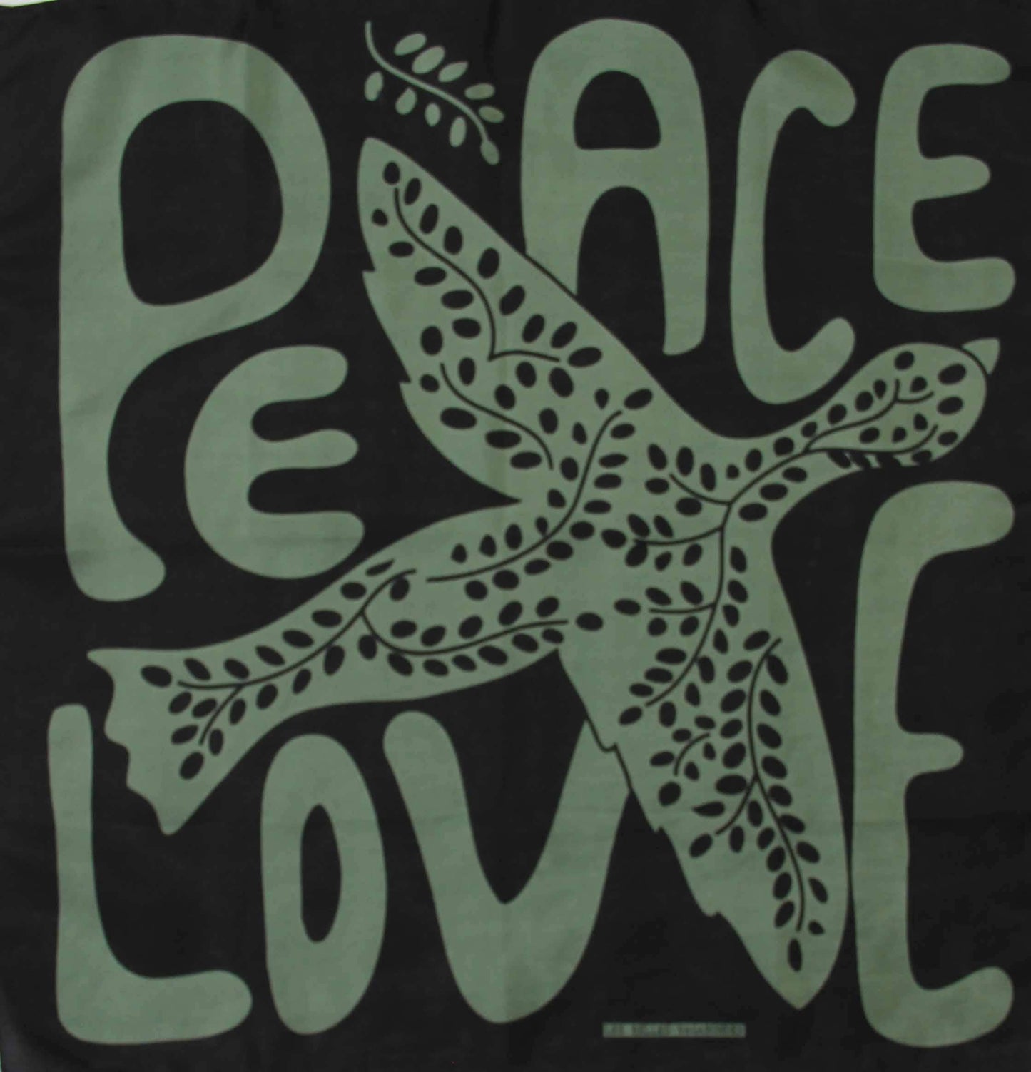 Les Belles Vagabondes Mini Peace & Love Khaki Silk Scarf