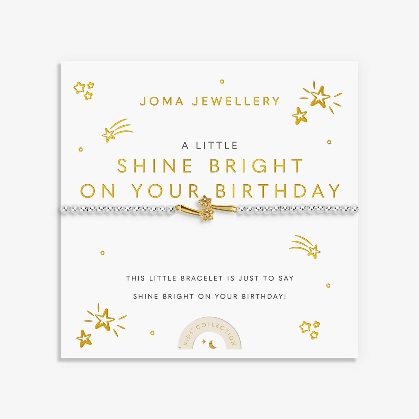 Joma Jewellery Kids' A Little 'Shine Bright On Your Birthday' Bracelet In Silver and Gold Plating