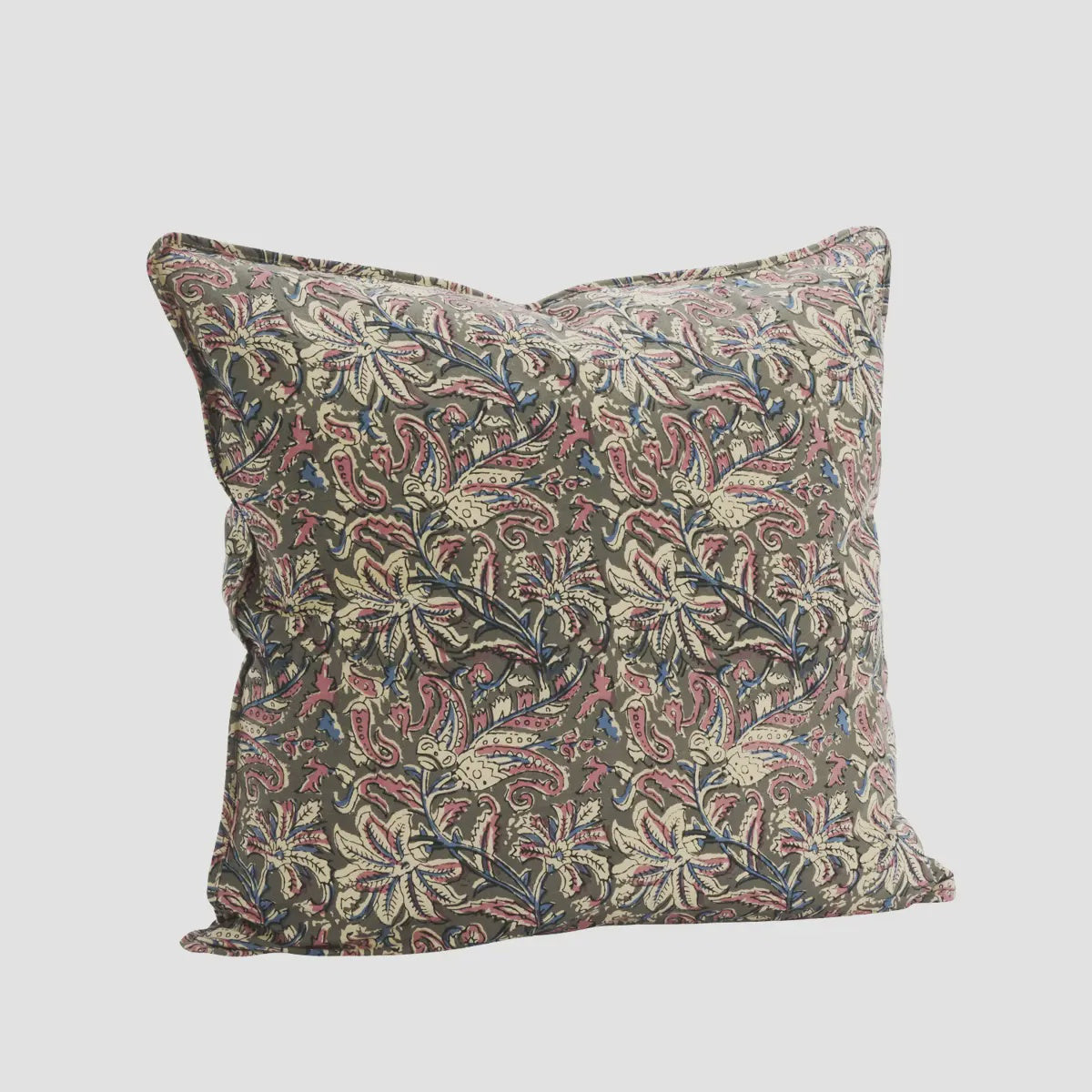 Madam Stoltz Printed Cushion Cover Grey Raspberry Off White Blue - Precious Sparkle