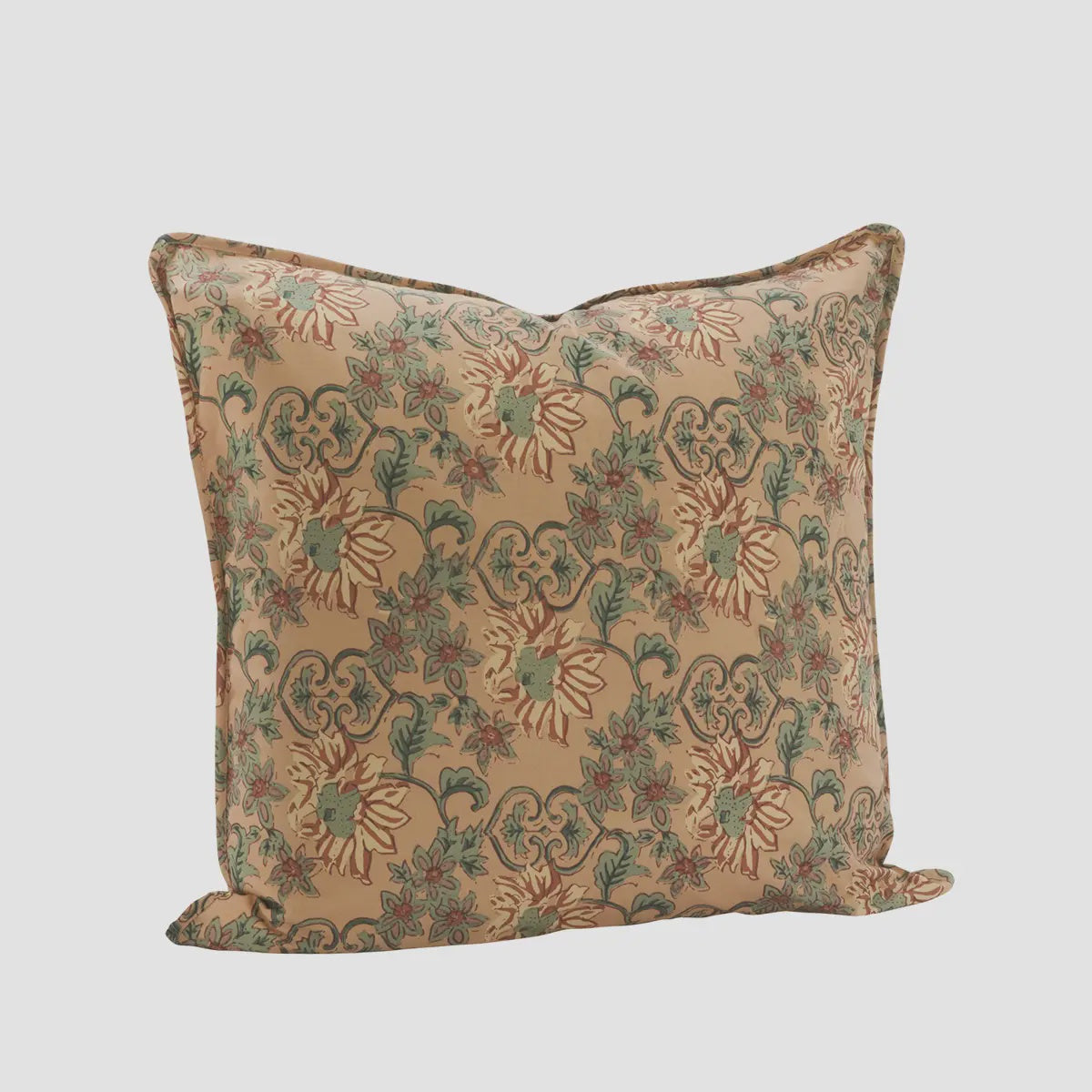 Madam Stoltz Printed Cushion Cover Peach, Sea Green, Brown, Sand - Precious Sparkle