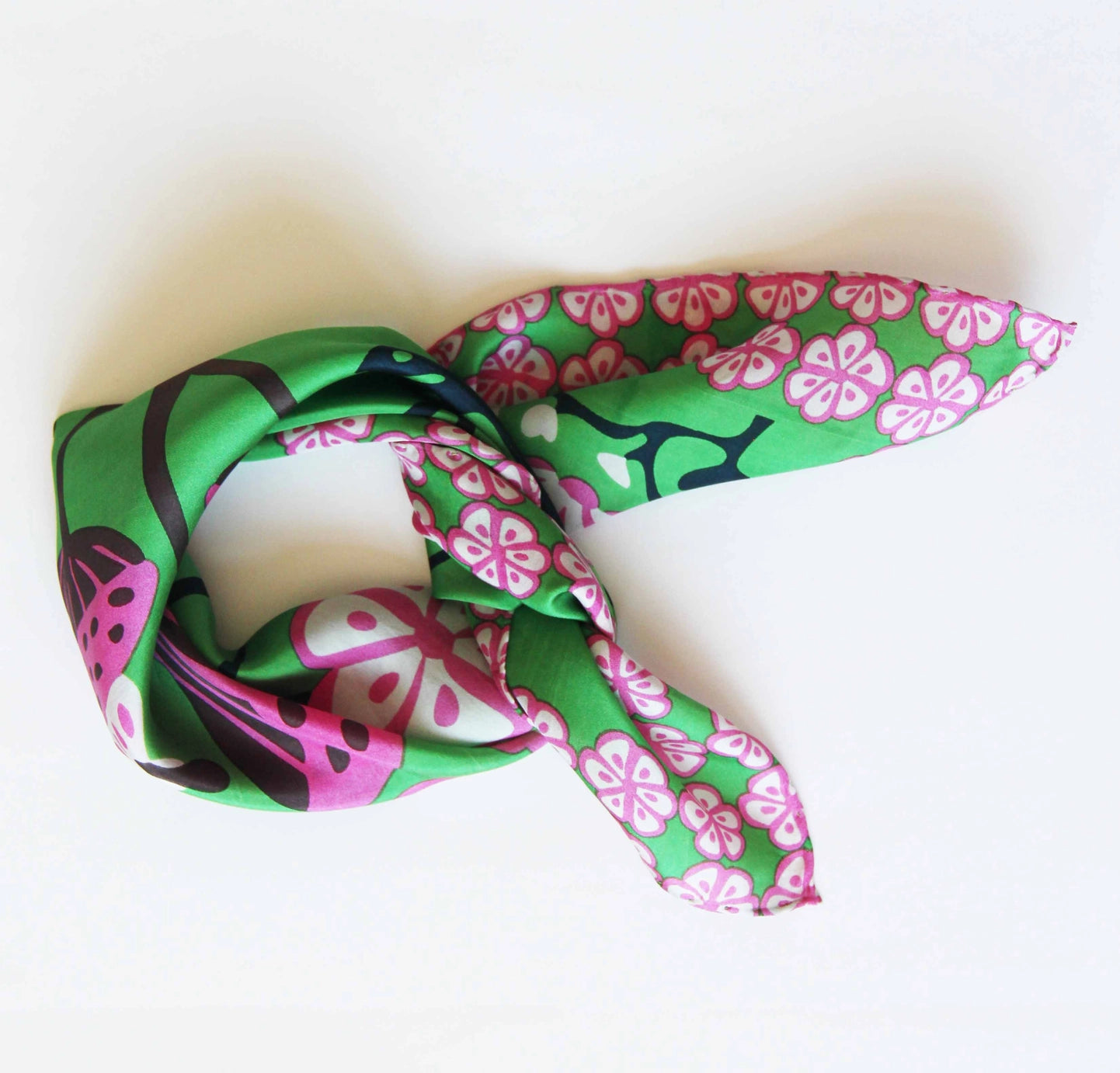 Les Belles Vagabondes Mini Alice Green Silk Scarf - Precious Sparkle