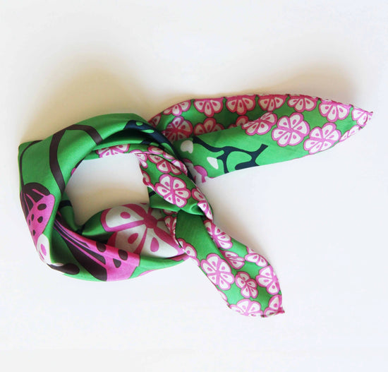 Les Belles Vagabondes Mini Alice Green Silk Scarf - Precious Sparkle