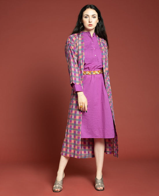 Les Touristes Checky Bright Coral Dressing Gown - Precious Sparkle