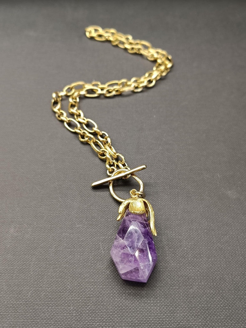 Amethyst Heavy Gold Chain Necklace - Precious Sparkle