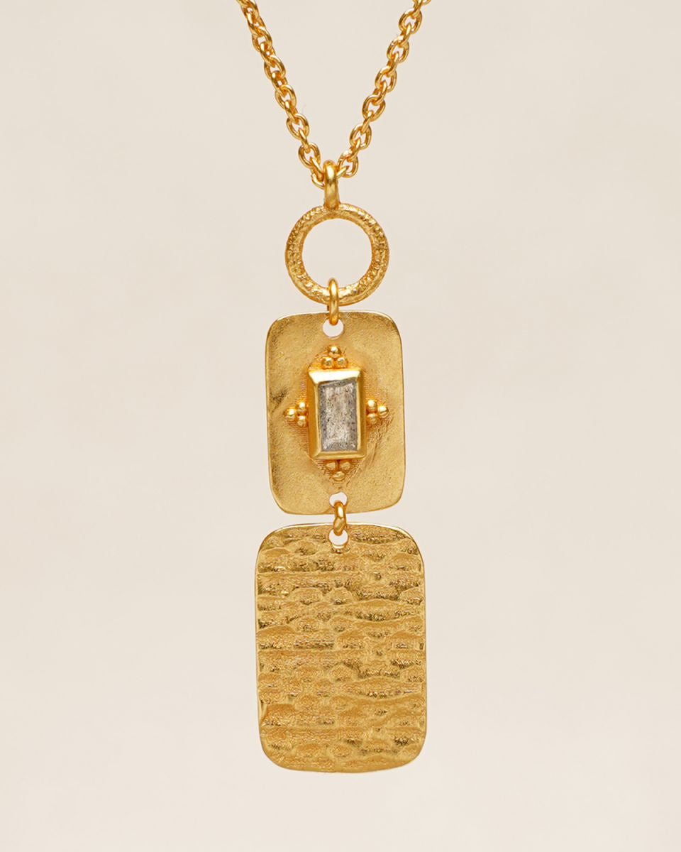 muja juma Necklace Labradorite 2x4mm Tablet Deluxe Hammered