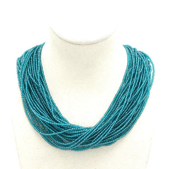 teal blue glass multi strand beaded necklace