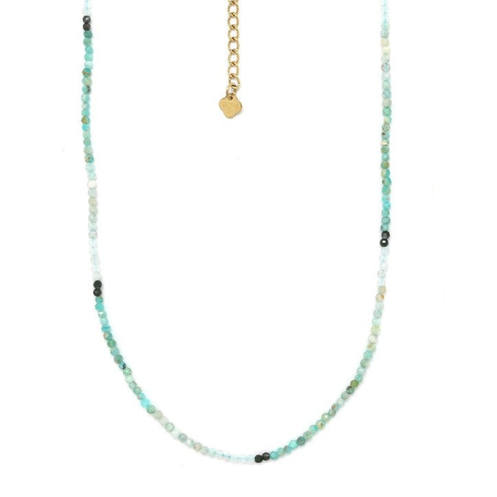 Beaded Necklace with Mint Green Stones - Precious Sparkle