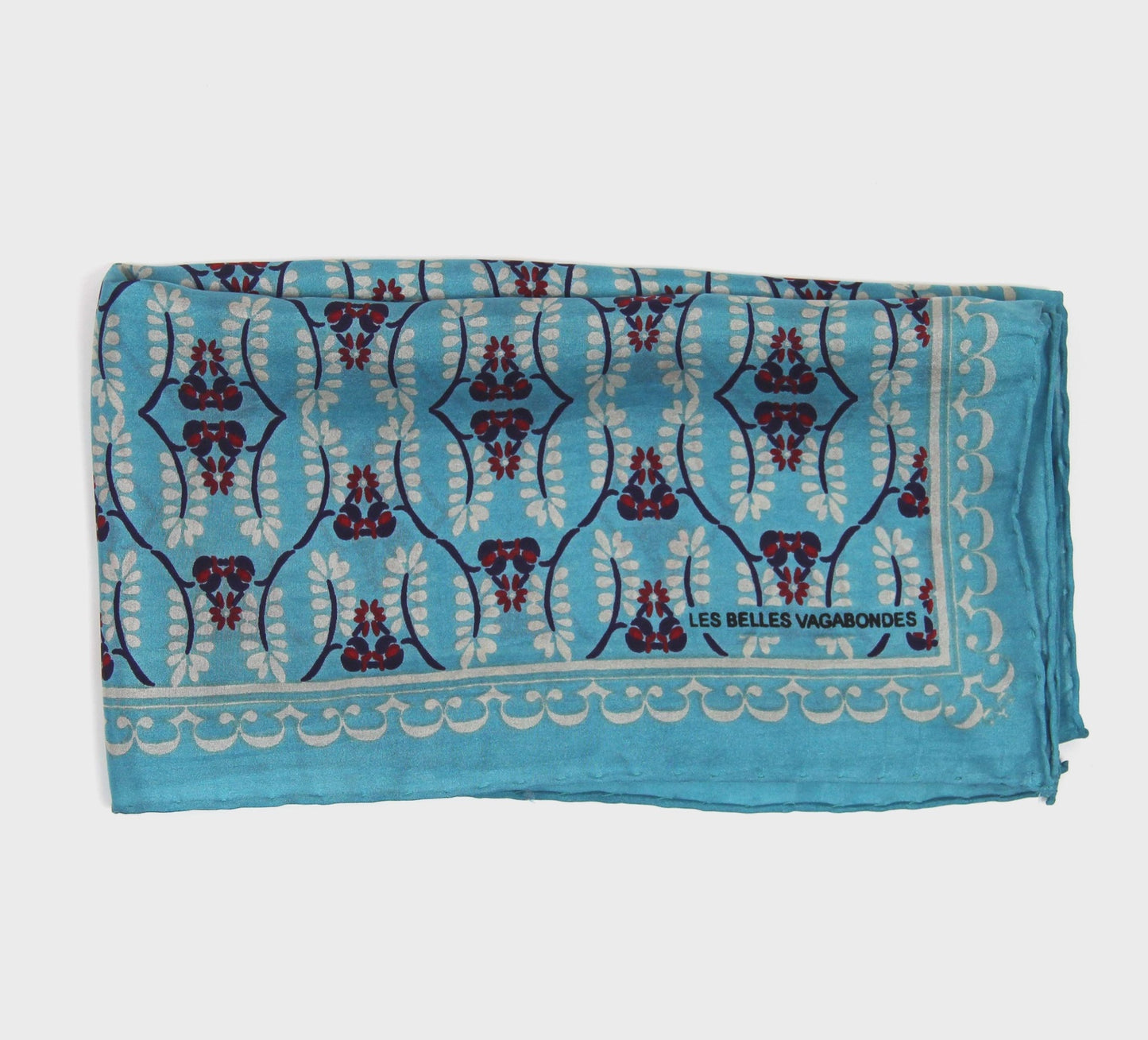 Les Belles Vagabondes Mini Albertine Turquoise Silk Scarf - Precious Sparkle