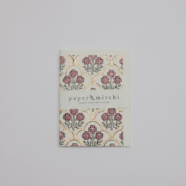 Paper Mirchi Hand Block Printed Greeting Card Trellis Pink Earth