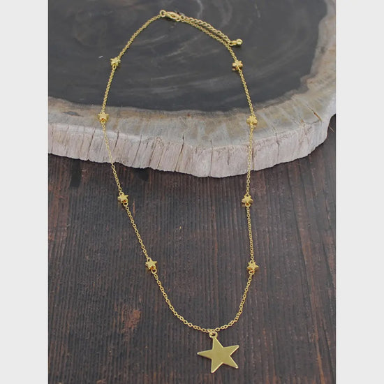 Suzie Blue Delicate Star Necklace Gold - Precious Sparkle