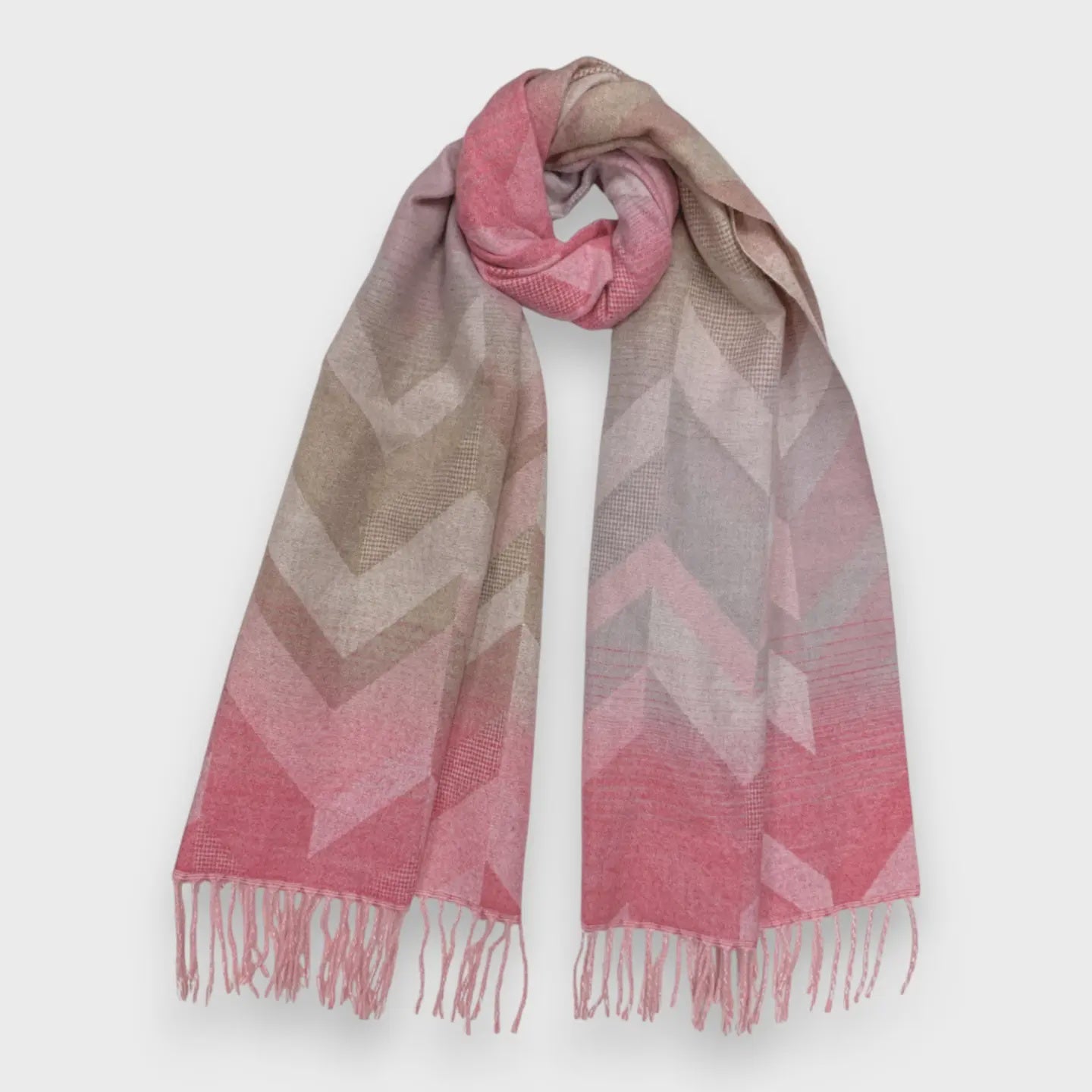 Aztec Print Wool Blend Winter Scarf Pink - Precious Sparkle