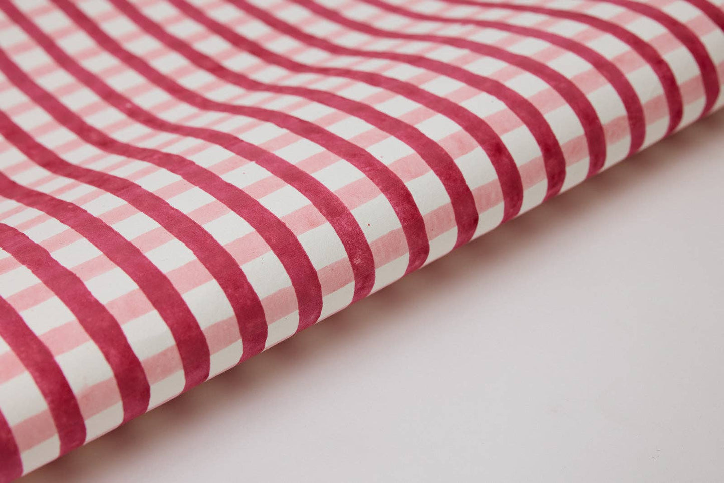 Paper Mirchi Block Printed Wrapping Paper Sheets - Gingham Christmas Pudding