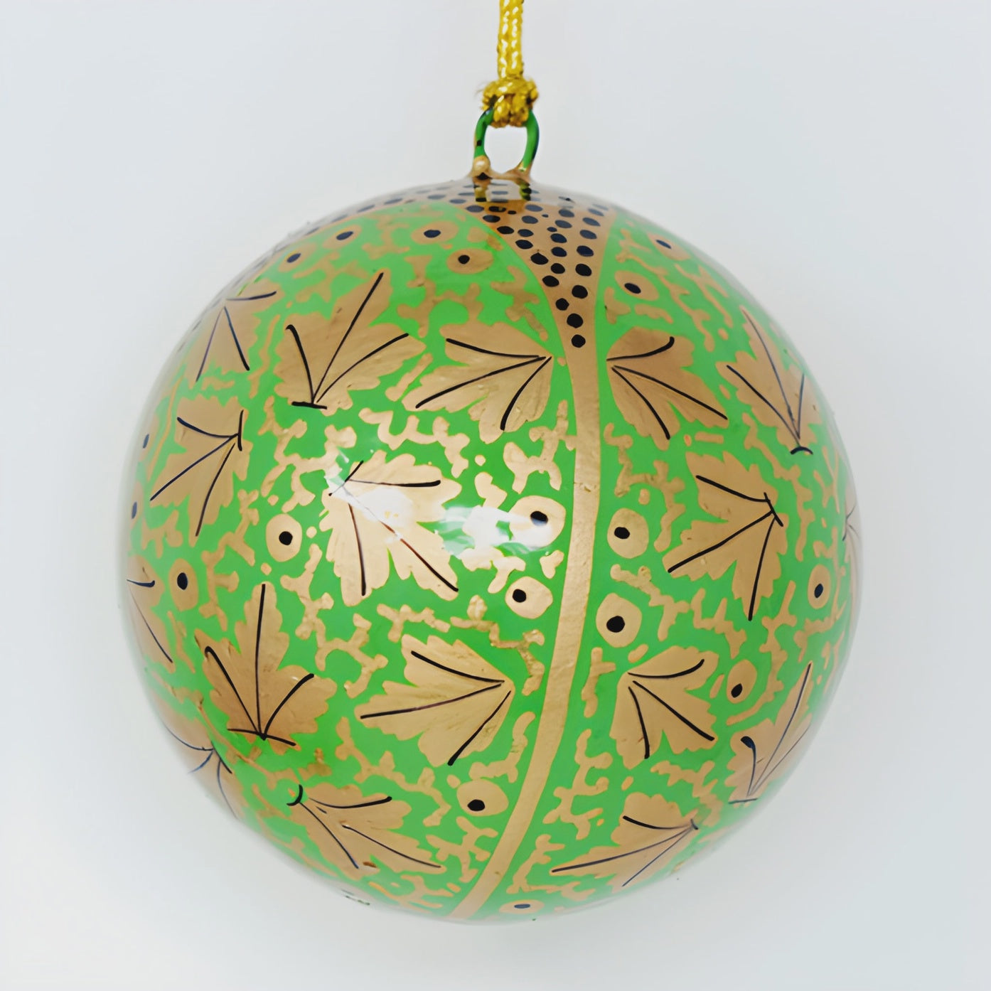 Fair Trade Green Bauble - Central Leaves - Precious Sparkle
