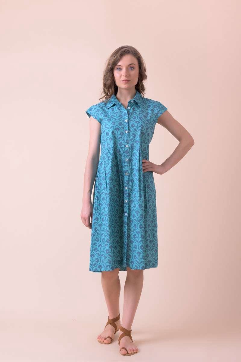 Dream Fashion Handprint Dream Apparel Arlington Dress Kajri Teal