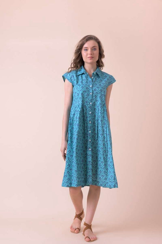 Dream Fashion Handprint Dream Apparel Arlington Dress Kajri Teal